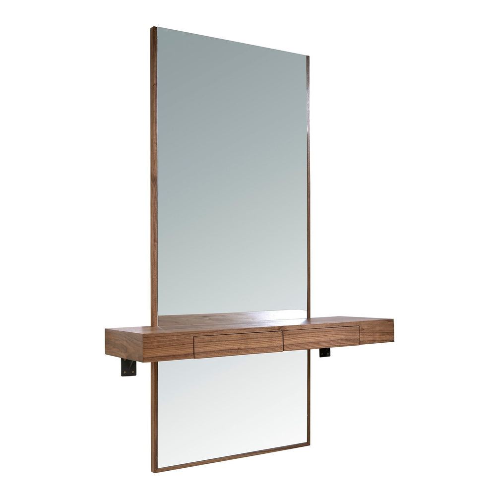 Rectangular walnut wall mirror