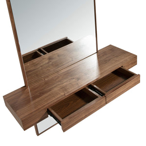 Rectangular walnut wall mirror