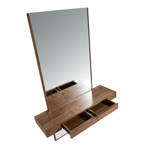 Rectangular walnut wall mirror