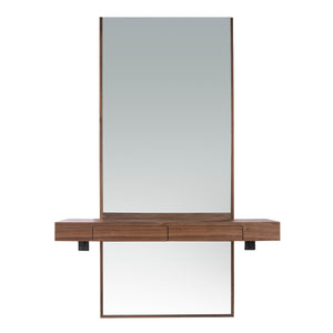 Rectangular walnut wall mirror