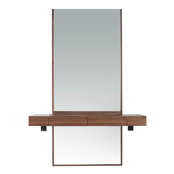 Rectangular walnut wall mirror