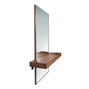Rectangular walnut wall mirror
