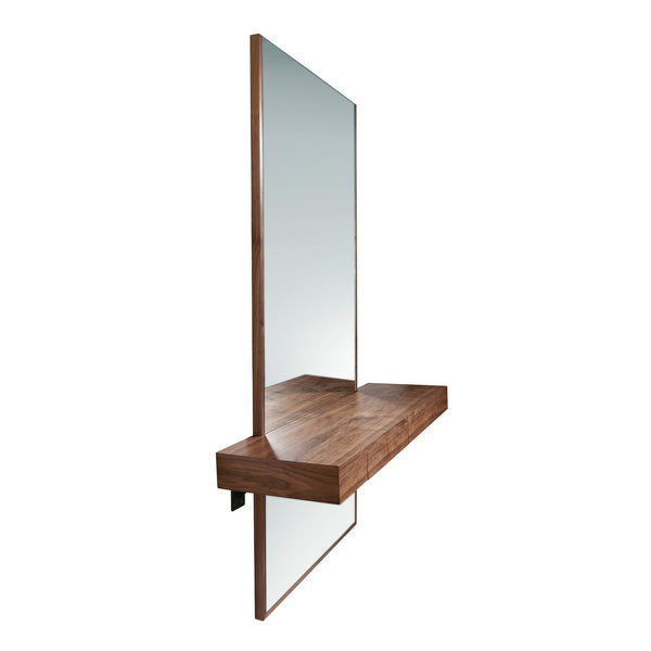 Rectangular walnut wall mirror