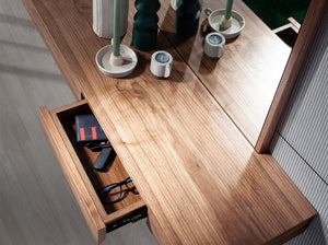Rectangular walnut wall mirror