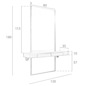 Rectangular walnut wall mirror
