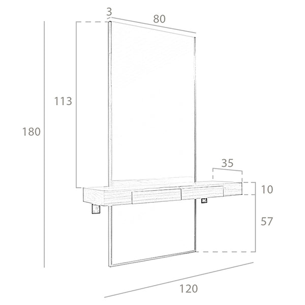 Rectangular walnut wall mirror