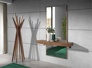 Rectangular walnut wall mirror