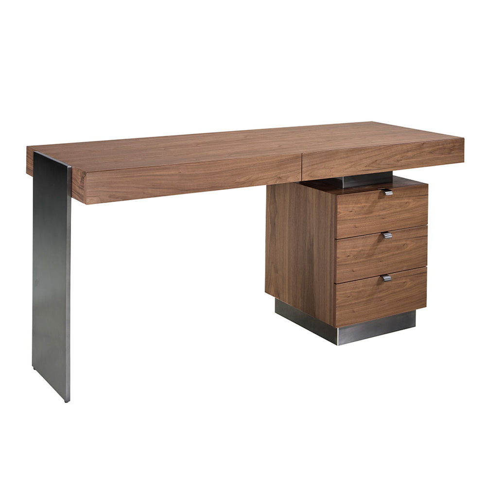 Table in walnut and darkened polished steel