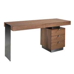Table in walnut and darkened polished steel