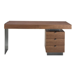 Table in walnut and darkened polished steel
