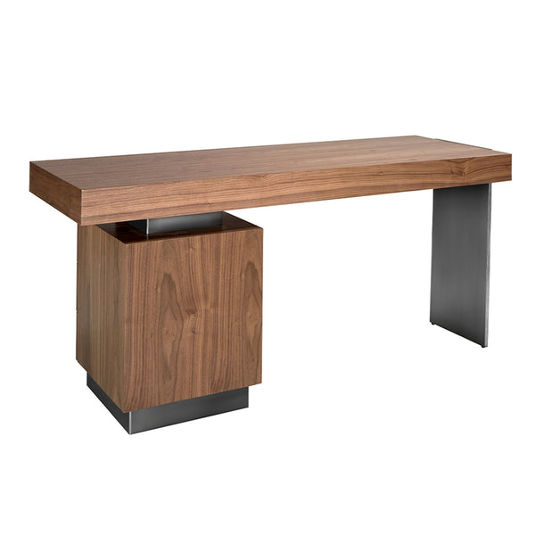Table in walnut and darkened polished steel