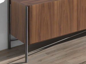 TV stand in walnut and dark steel