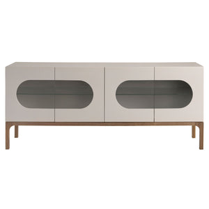 Walnut and gray sideboard with interior lighting