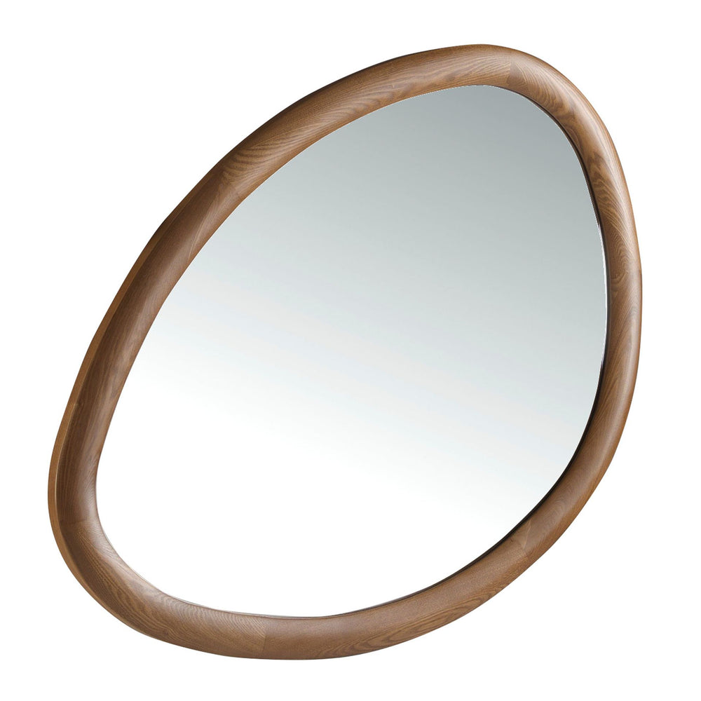 Walnut organic shape wall mirror