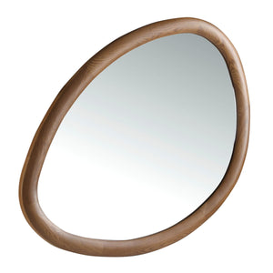 Walnut organic shape wall mirror