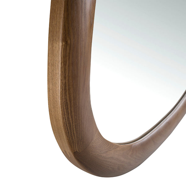 Walnut organic shape wall mirror