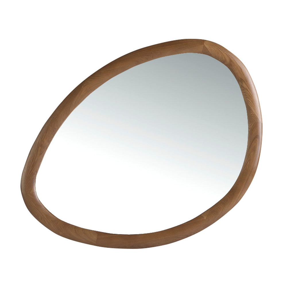 Walnut organic shape wall mirror