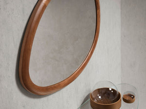 Walnut organic shape wall mirror