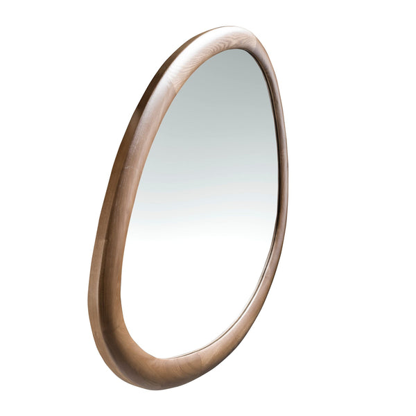 Walnut organic shape wall mirror