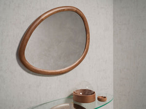 Walnut organic shape wall mirror