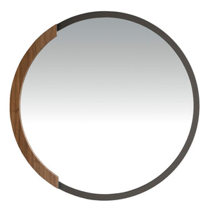 Round black steel wall mirror