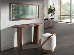 Rectangular walnut wall mirror