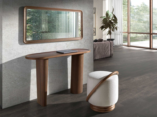 Rectangular walnut wall mirror
