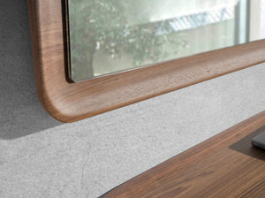 Rectangular walnut wall mirror