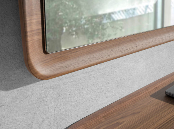 Rectangular walnut wall mirror