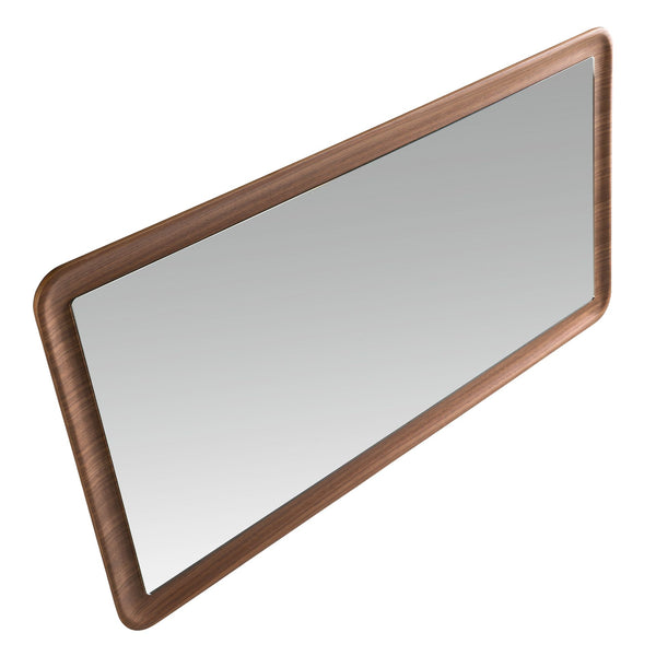 Rectangular walnut wall mirror