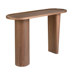 Oval console in half-point walnut