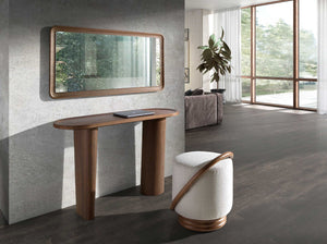 Oval console in half-point walnut