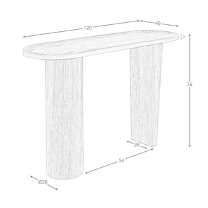 Oval console in half-point walnut