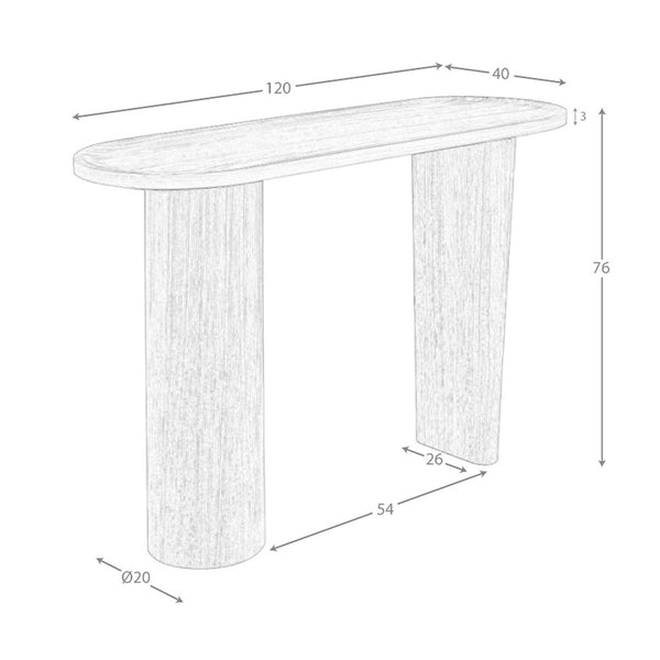 Oval console in half-point walnut