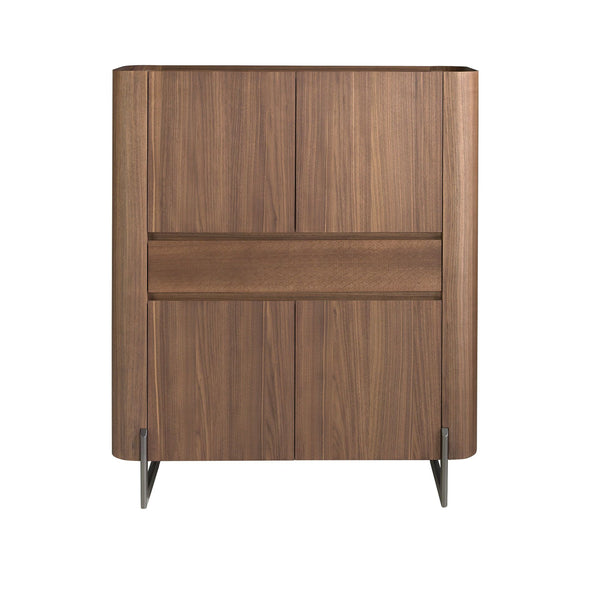 Tall sideboard in walnut and dark metallic steel