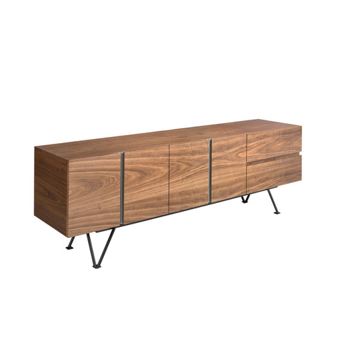 TV table in walnut and black steel