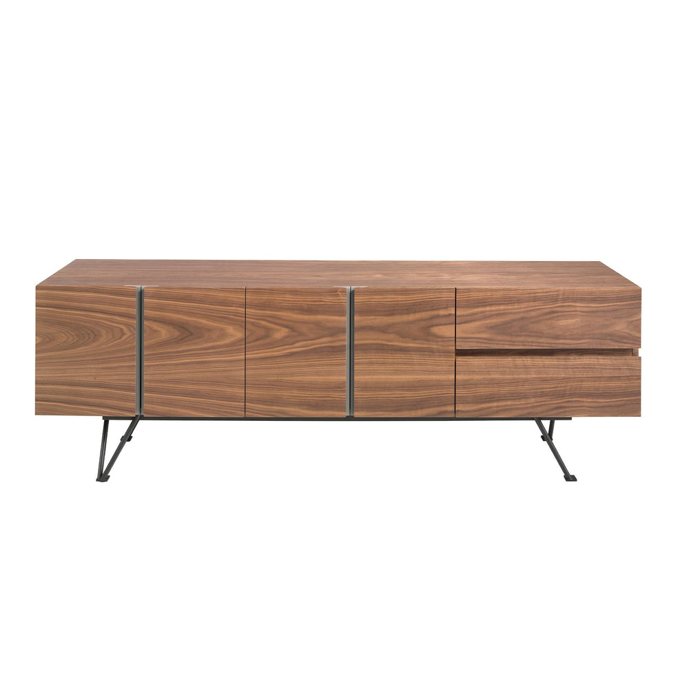 TV table in walnut and black steel