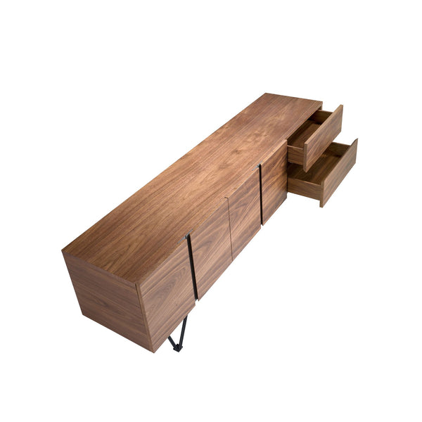 TV table in walnut and black steel