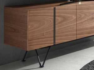 TV table in walnut and black steel