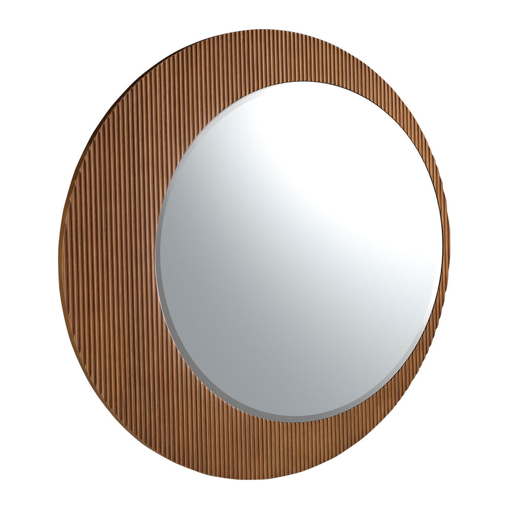 Round walnut wall mirror