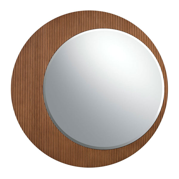 Round walnut wall mirror