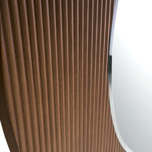 Round walnut wall mirror