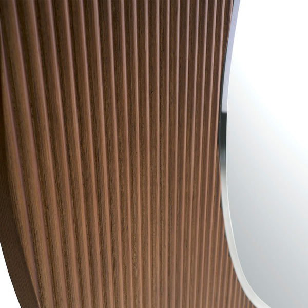 Round walnut wall mirror