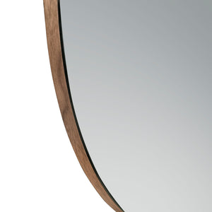 Round walnut wall mirror