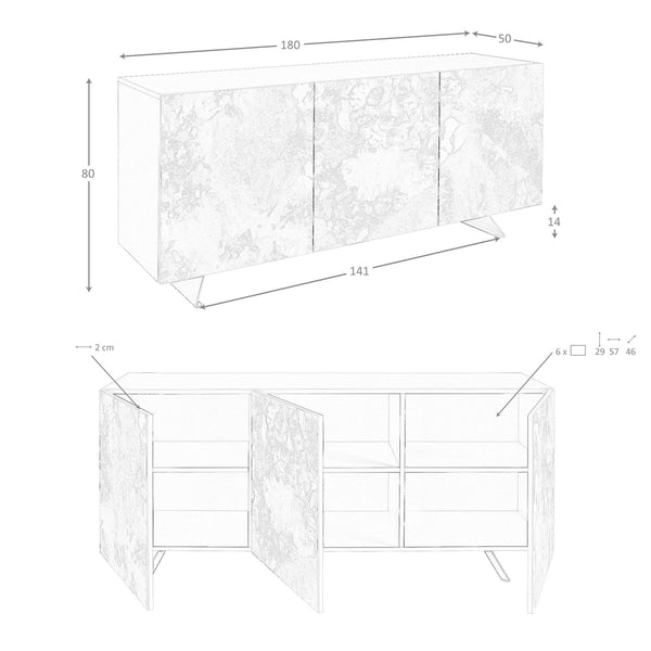 Sideboard in metallic taupe wood