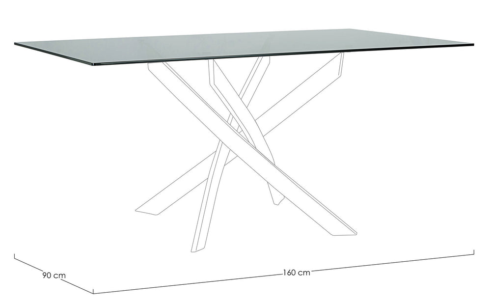 Rectangular Table Top 160 cm Smoked Glass