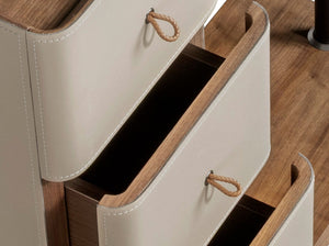 Coat rack in mink fur, walnut and black steel with mirror