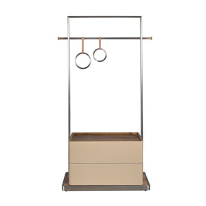Coat rack in mink fur, walnut and stainless steel