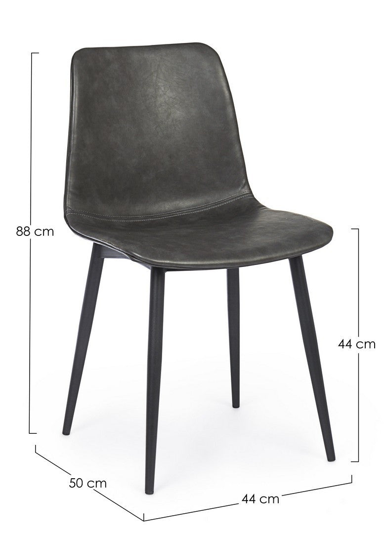 Dining Chair Anthracite PU Leather Vintage