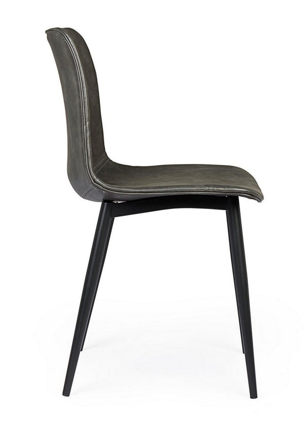 Dining Chair Anthracite PU Leather Vintage